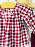 Jacadi Burgundy Gingham Check Top + Corduroy Pants Outfit, 6 months