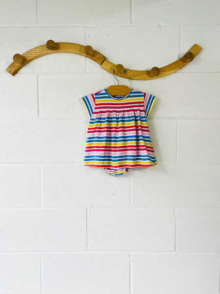 Rainbow Stripe Onesie Dress, 6-9 months