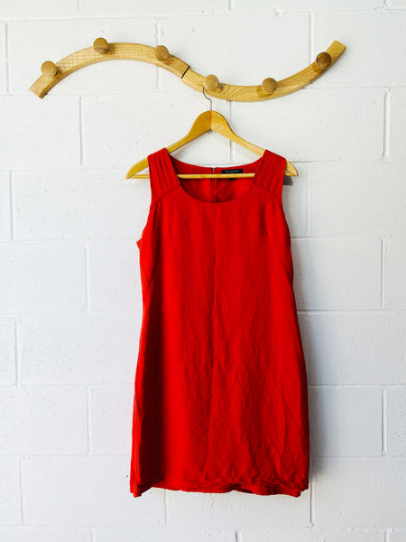 Deep Orange Linen Blend Dress, Women’s MED (10)