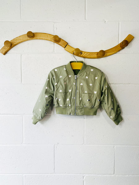 Green + Silver Hearts Jacket, 2 years