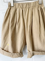 Khaki Pleated Shorts, 3-4 years