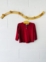 Red Henley Long Sleeve Top, 3 years