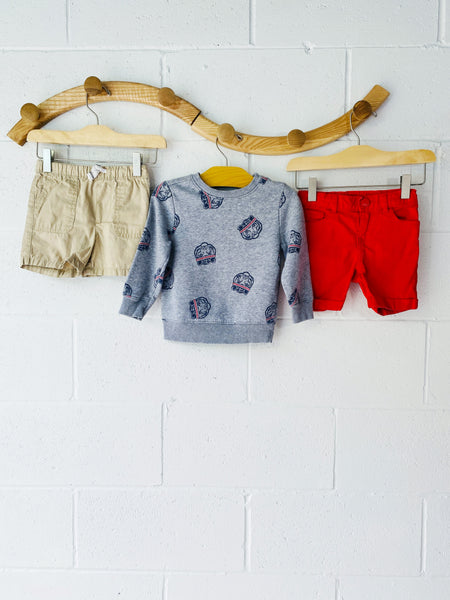 Red, Khaki + Tiger Bundle, 18-24 months