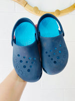Navy + Turquoise Classic Clogs, size 12 (C12)