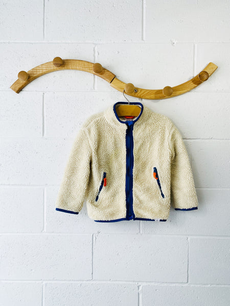 Ecru + Navy Shearling Zip, 4-5 years (XS)