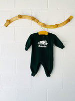 Green Fleece Zip Romper, 3-6 months