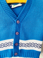 Vintage Bright Blue Cardigan, 6-12 months