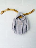 Crochet Grey Knit Hoodie, 12-18 months