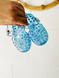 Blue Jelly Closed Toe Sandals, size 6.5