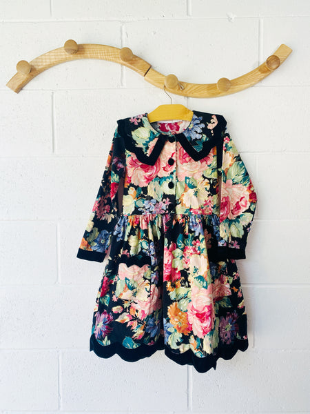 Vintage Floral + Velvet Dress, 6 years