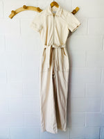 Reformation Cassidy Cream Denim Jumpsuit, Women's XS (size 2)