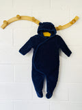 Navy Velour Quilted Bunting, 6-12 months