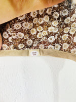 Cream + Brown Floral Embroidered Bonnet, 12-18 months