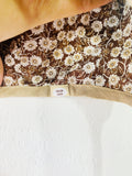 Cream + Brown Floral Embroidered Bonnet, 12-18 months