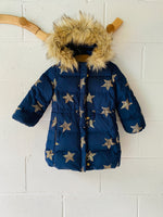 Navy + Gold Puff Parka, 3 years