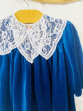 Vintage Royal Blue Velvet Dress, 18-24 months