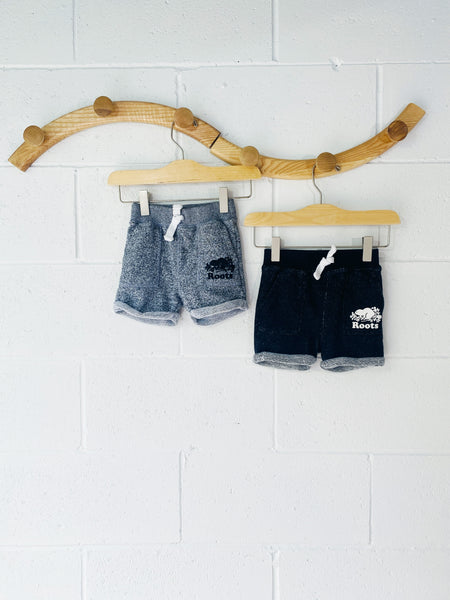 Heather Grey + Speckled Black Shorts Bundle, 6-12 months (MED)