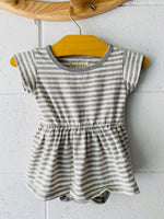 mini mioche Grey Stripe Onesie Dress, 6-12 months