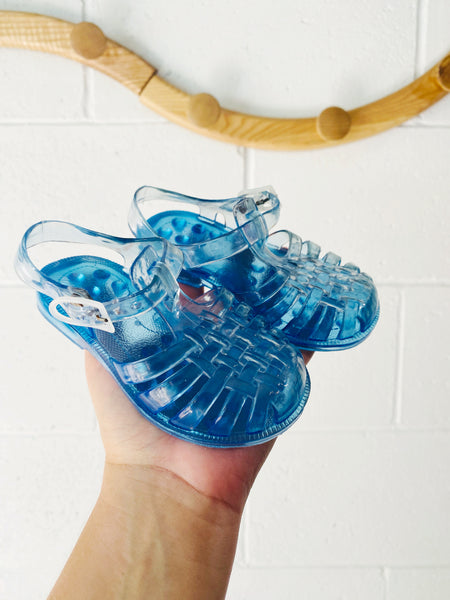 Blue Jelly Closed Toe Sandals, size 6.5