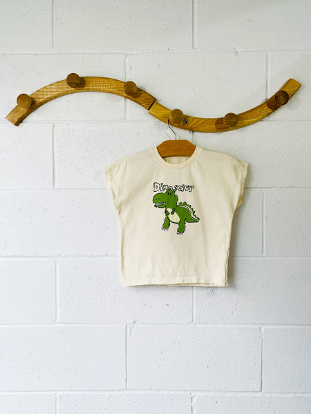 Cream Dinosaur Tee, 4-5 years