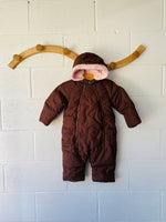 Chocolate Lightweight Down Filled Suit, 6-12 months