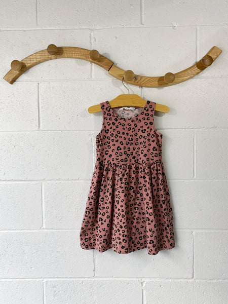 Pinky Leopard Dress, 4-6 years