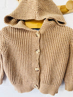 Light Brown Knit Hoodie, 12-18 months
