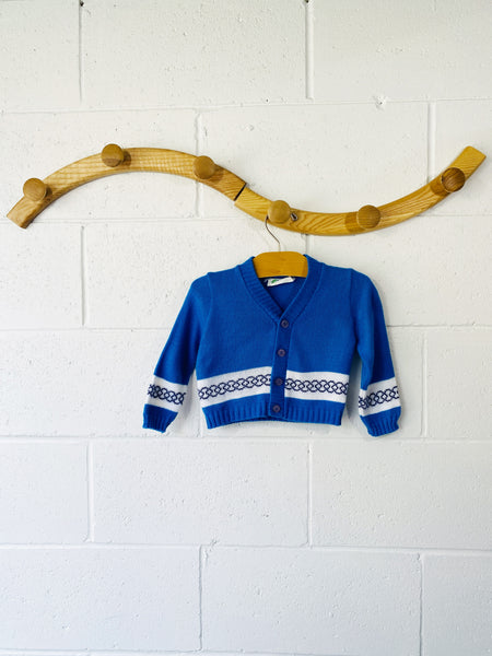 Vintage Bright Blue Cardigan, 6-12 months