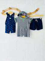 Soft Grey, Navy + Sharks Bundle, 12-18 months