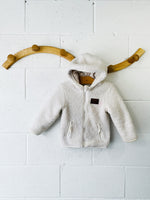 Cream Faux Shearling Hooded Jacket, 24 months