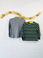 Green Stripe + Grey Hooded Long Sleeve Bundle, 2-3 years (XXS)