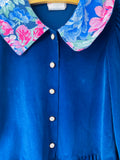 Vintage Dark Blue Velour Blouse, 7 years
