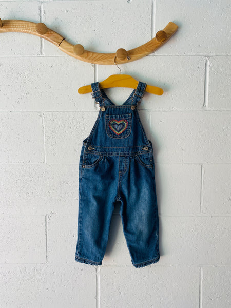 Rainbow Heart Overalls, 18 months