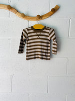 Khaki + Olive Stripe Shirt, 6-12 months