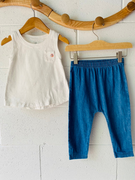 Peace and Chambray Outfit, 18-24 months