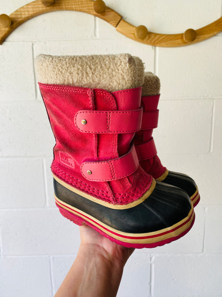 Pink Pac Strap Winter Boots, size 10