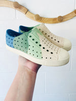 Green, Blue + Cream Jefferson Shoes, youth size 1 (J1)