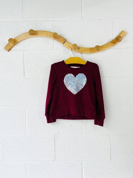 Maroon Flip Sequin Crewneck, 4 years