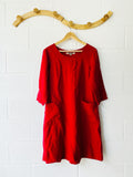 Cherry Red Linen Shift Dress, Women's XS (P)