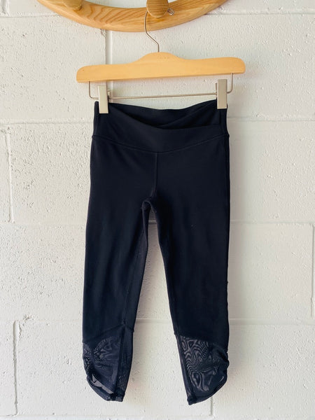 ivivva Black Mesh Cut Out Leggings, 6 years