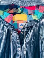 Vintage Shiny Black Lined Rain Coat, 10 years