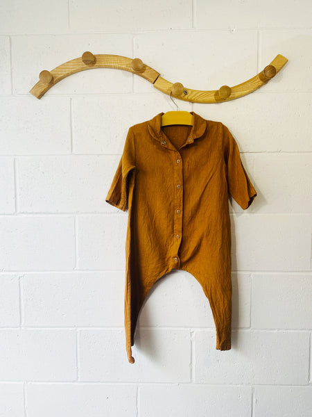 Red Creek Ochre Linen Jumpsuit, 4-5 years