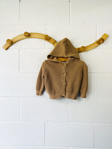 Light Brown Knit Hoodie, 12-18 months
