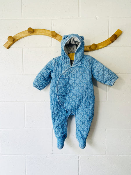 Chambray Quilted Bear Bunting, 6-12 months
