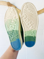 Green, Blue + Cream Jefferson Shoes, youth size 1 (J1)