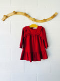 Deep Red Flounce Dress, 2-3 years