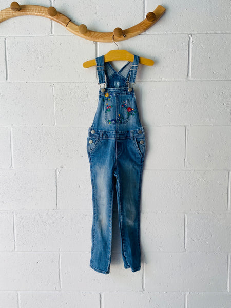 Floral Embroidery Skinny Overalls, 5 years