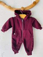 mini mioche Maroon Zip Romper, 0-3 months