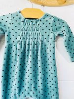 Green + Polka Dot Velour Romper, 3-6 months