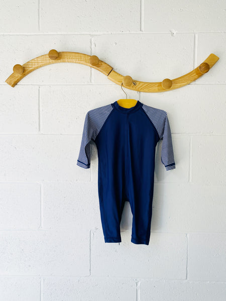 Navy + Stripe Full Body Rash Guard, 6 months